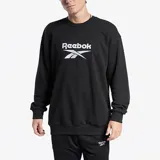 Buzo Reebok negro de felpa francesa con logo bordado en blanco en el pecho.