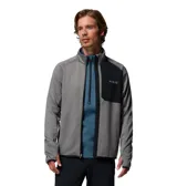 Campera polar Columbia Titanium de cuello alto y cierre frontal completo. Presenta un bolsillo en el pecho con cierre y panel de tela tejida, mangas largas con orificios para pulgares en los puños y ribetes elásticos en puños y dobladillo. Confeccionada con tecnología Omni-Wick para gestión de la humedad.
