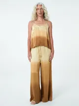 Top con breteles finos y escote en V, con diseño degradado de azul claro a azul oscuro.