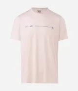Remera deportiva de manga corta y cuello redondo, confeccionada en tejido tecnológico de poliamida con propiedades de secado rápido y alta respirabilidad. Presenta un diseño minimalista con estampa frontal de lettering discreto.
