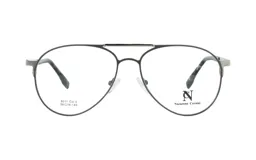 Anteojos de receta Nazareno Corsini modelo 6011, con armazón metálico estilo aviador en color gris oscuro y puente superior recto.