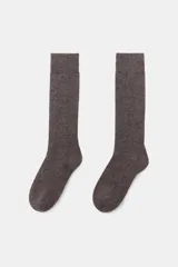 Calcetines altos de tejido de punto en mezcla de lana y cashmere, con acabado en rib en la parte superior.