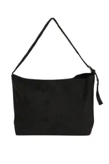 Bolso tipo shopper negro de poliéster con correa ajustable.