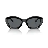 Lentes de sol Michael Kors con montura gruesa de acetato negro y lentes grises.