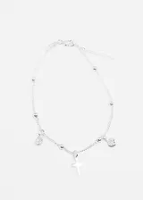 Pulsera de plata 925 con cadena groumet, dije de cruz y puntos de luz con zirconia.