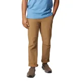 Pantalón de trekking color marrón claro, con cintura ajustable, rodillas articuladas, bolsillos laterales, bolsillo de seguridad con cremallera, refuerzo en la entrepierna, trabilla para cinturón multifuncional y bolsillos traseros.