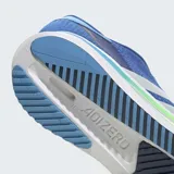Championes de running Adidas Adizero SL 2, color azul con detalles en plateado y verde neón. Presentan una parte superior de malla técnica transpirable y una mediasuela con tecnología Lightstrike Pro para mayor amortiguación y reactividad.