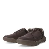 Zapatos urbanos Caterpillar modelo Hex Lite Cruise, confeccionados en cuero marrón con detalles textiles. Presentan un diseño robusto con suela de EVA ligera y goma para mayor agarre, cordones al tono y forro interior reciclado.