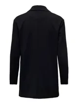 Blazer largo de punto marca Only, modelo Evi, color negro, con solapas y diseño loose fit.