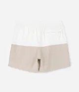 Short de baño para hombre de la marca Marfinno, confeccionado en microfibra con diseño bicolor en tonos marrón y tostado. Cuenta con cintura elástica, cordón ajustable y bolsillo trasero con cierre.
