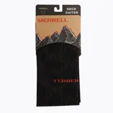 Cuello multifuncional Merrell de color negro con estampado de letras M y logo de la marca en color naranja. Confeccionado en tejido técnico elástico, ligero y transpirable.