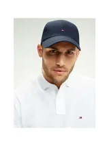 Gorra de béisbol azul marino de algodón con logo de Tommy Hilfiger bordado en el frente.