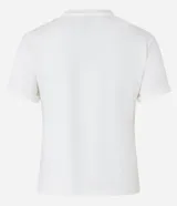 Blusa básica de cuello redondo y manga corta con detalle de dobladillo, confeccionada en tejido de viscosa con elastano.