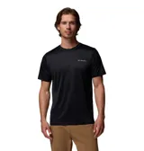 Remera deportiva Columbia Hike Crew Omni-Wick de color negro, de manga corta y cuello redondo, con el logo de la marca estampado en el pecho.