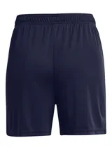 Short deportivo Under Armour Golazo 3.0 color azul marino, confeccionado en tejido ligero de secado rápido con cintura elástica y logo impreso en el lateral.