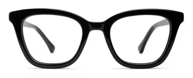 Armazón para lentes de receta de acetato negro, con forma de ojo de gato y estilo retro.
