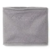 Cuello tipo polaina de polar gris, con logo de la marca bordado en el frente.
