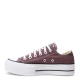 Championes urbanos Converse Chuck Taylor All Star Lift de lona color borgoña, con plataforma blanca y cordones blancos.