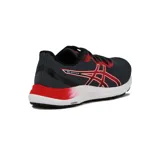Championes Asics Gel-Excite 8 para running, color gris con detalles en rojo y blanco.