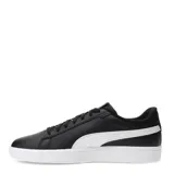 Championes urbanos Puma modelo Smash 3.0 L, color negro con detalles en blanco. Confeccionados en cuero sintético, presentan el logo de la marca en el lateral y la lengüeta, con cierre de cordones y suela de goma resistente.