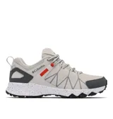 Championes de trekking Columbia Peakfreak II OutDry, color gris claro con detalles en gris oscuro y naranja. Incorporan tecnología impermeable OutDry, entresuela TechLite+ y suela Adapt Trax.
