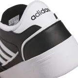 Championes Adidas Break Start Bold de estilo urbano, con diseño de plataforma, capellada de cuero sintético en color negro con las icónicas tres tiras laterales en blanco y suela de goma blanca.
