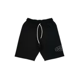 Bermuda negra de algodón con cordón ajustable en la cintura y parche bordado con el logo "SEPTUM" en el lateral.