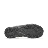 Zapatillas de senderismo Merrell Accentor 3 WP para mujer, color gris con detalles en negro. Confeccionadas en malla y gamuza, con puntera de goma protectora, plantilla contorneada extraíble Merrell Kinetic Fit™ BASE y entresuela de EVA moldeada por compresión.