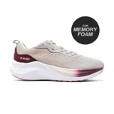 Championes Hi-Tec Eden de mujer, color gris con detalles en rosa y burdeos. Capellada de malla transpirable con tecnología Memory Foam en la plantilla.