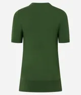 Blusa básica de punto Cortelle, color verde oscuro, con cuello redondo y manga corta.