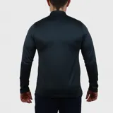 Sweater deportivo azul marino, con cuello alto con cierre de cremallera hasta el pecho y logo bordado en el pecho.