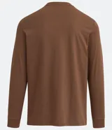 Remera de manga larga color marrón, con cuello redondo y puños acanalados.