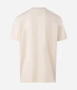 Remera masculina de algodón en color beige, con cuello redondo, mangas cortas y estampa localizada en el pecho con ilustración de vasos y texto.