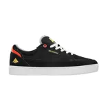Championes de skate Emerica modelo Gamma, color negro con detalles en verde en la lengüeta. Presentan una construcción resistente con paneles de gamuza y material sintético, suela de goma vulcanizada y logo de la marca en el lateral y lengüeta.