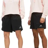 Short negro de felpa francesa con cordón plano de algodón y logo de New Balance estampado en blanco.