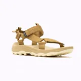 Sandalia deportiva Merrell modelo Speed Fusion Web, color beige, con tiras de tejido reciclado, sistema de ajuste con cordón elástico en el talón y suela de goma adherente.