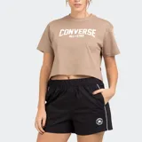 Remera corta color marrón con logo Converse All Star estampado en blanco.