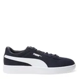 Championes urbanos Puma modelo Smash 3.0, color negro con la icónica franja lateral en blanco. Confeccionados en gamuza, cuentan con cierre de cordones y suela de goma blanca.