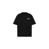 Remera Allsaints negra de manga corta, con corte oversize y pequeño estampado gráfico blanco en el pecho con la inscripción "Allsaints Krakow".