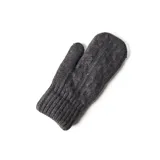 Guantes de punto tipo manopla en color gris oscuro, con puño acanalado elástico.