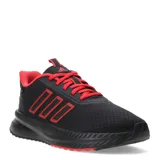Championes urbanos Adidas modelo X PLRPATH, color negro con detalles en rojo vibrante en los cordones, el interior, las icónicas tres tiras laterales y la suela. Presentan una capellada de malla técnica transpirable y entresuela Cloudfoam para mayor amortiguación.