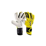 Guantes de arquero Rinat Egotiko Stellar Pro, con palma de látex natural alemán OctoPlus, corte híbrido Negative-Roll y dorso de neopreno con injertos de goma.