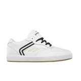 Championes Emerica KSL G6, color blanco con detalles en negro y dorado. Zapatillas de skate con suela vulcanizada, capellada de cuero y plantilla G6 para mayor amortiguación.