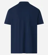 Remera masculina comfort de media malla, color azul marino, con cuello redondo y mangas cortas. Presenta una estampa frontal de un faro con el lettering "light house".