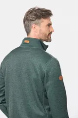 Buzo de felpa con interior de polar, diseño de medio cierre frontal, cuello alto y bolsillos laterales y en el pecho con cierres.