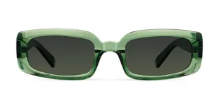 Lentes de sol cuadrados color verde oliva con lentes polarizados verdes.