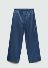 Pantalon de tiro alto con diseño recto y corte crop, confeccionado en tejido satinado fluido.