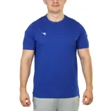 Remera deportiva de manga corta, color azul vibrante, con cuello redondo y el logo de Diadora en blanco en el pecho.