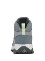 Botas de trekking Columbia modelo Strata Trail Mid Wp, color gris con detalles en verde lima. Diseñadas con tecnología impermeable Omni-Tech y suela Omni-Grip para mayor tracción en senderos.