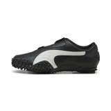 Championes Puma Mostro Perf, color negro con detalles en blanco, con capellada de cuero perforado y suela con tacos de goma.